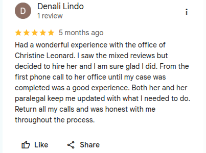 Google review by Denali Lindo — 5 stars